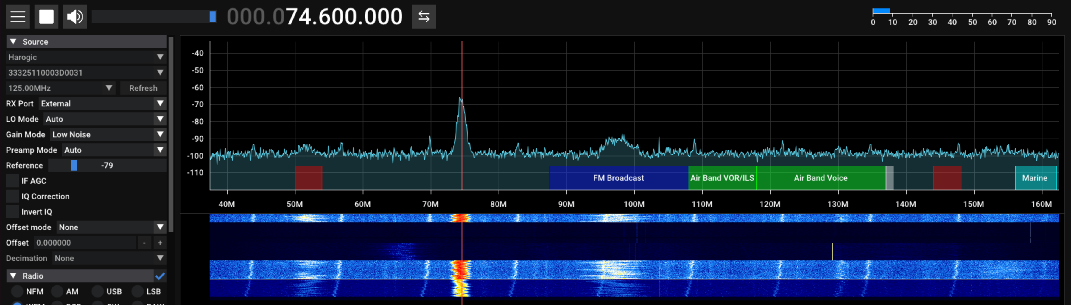 Running SDR++ with Harogic