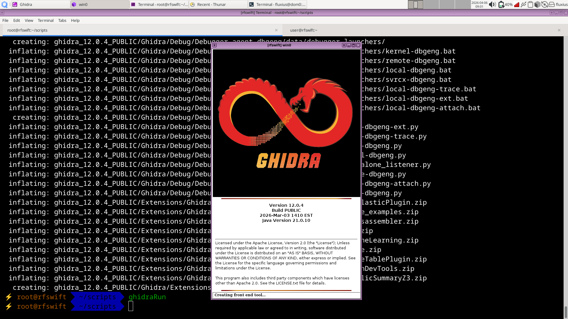 Ghidra running in the container