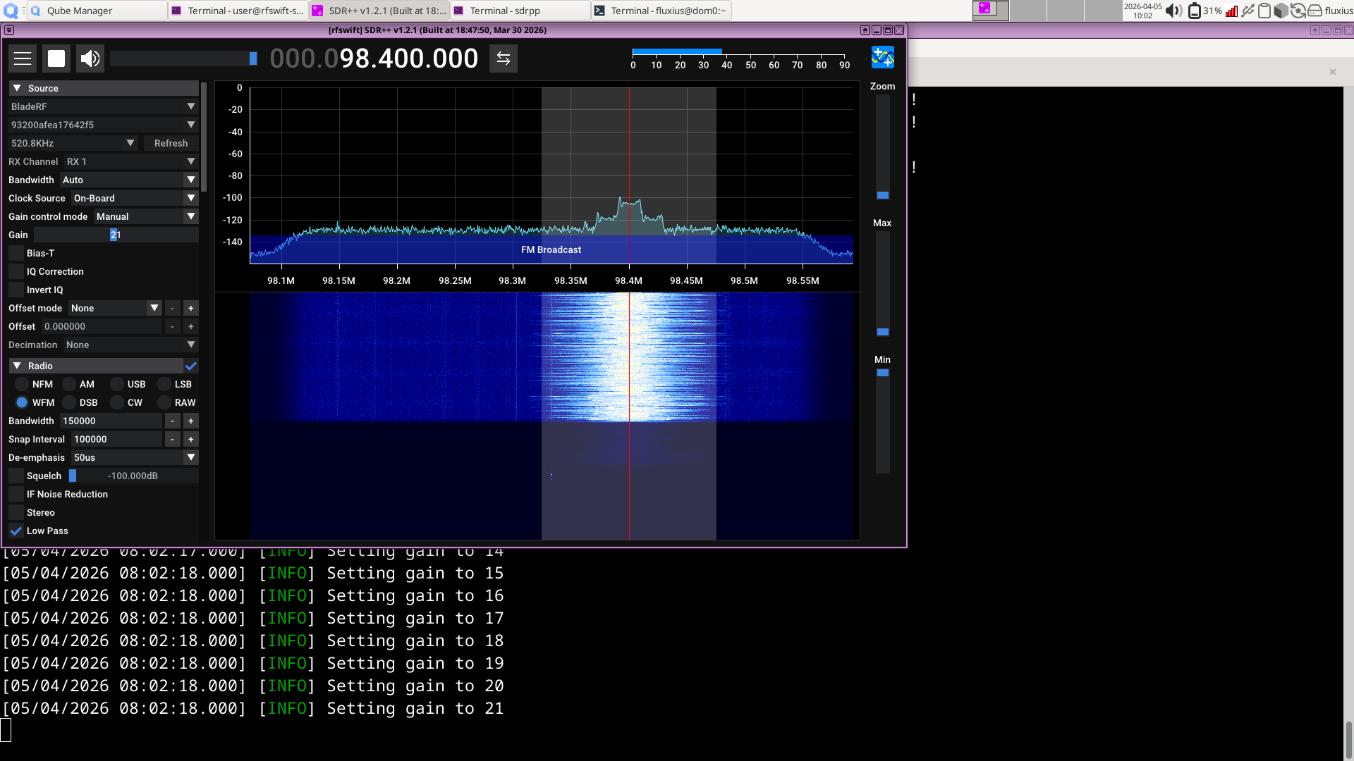 SDR++ receiving FM with a dirty antenna